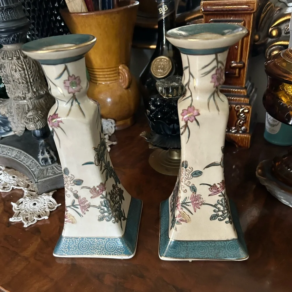 Vintage Chinoiserie Candlesticks